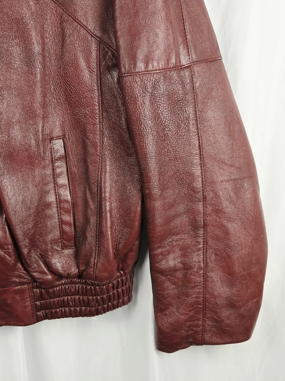 Lapiel Burgundy Leather Bomber Zip Up Jacket Size 42 - Picture 4 of 16